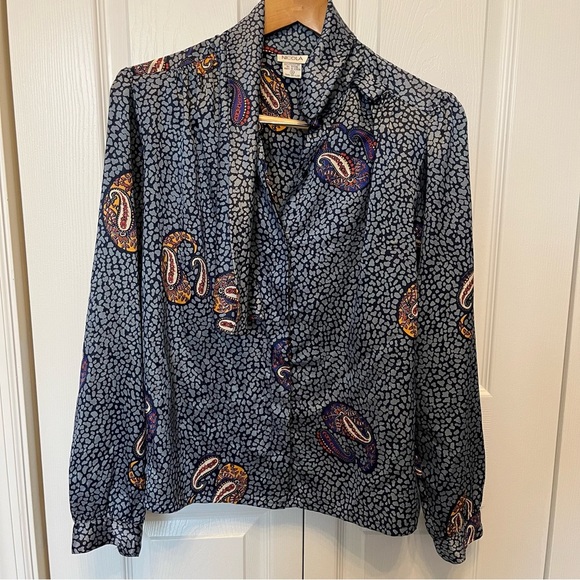 🎉Host Pick🎉 Vintage Nicola Button Down High Collard 80’s Styled Shirt size 6 - Picture 8 of 10